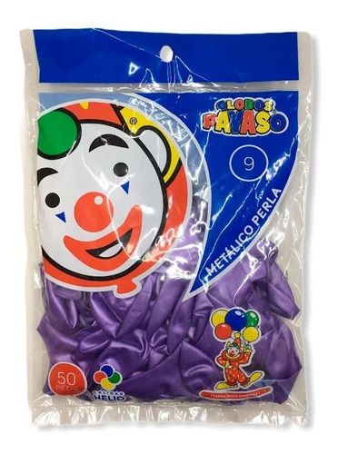 GLOBO PAYASO C/50 PZAS. METALICO MORADO