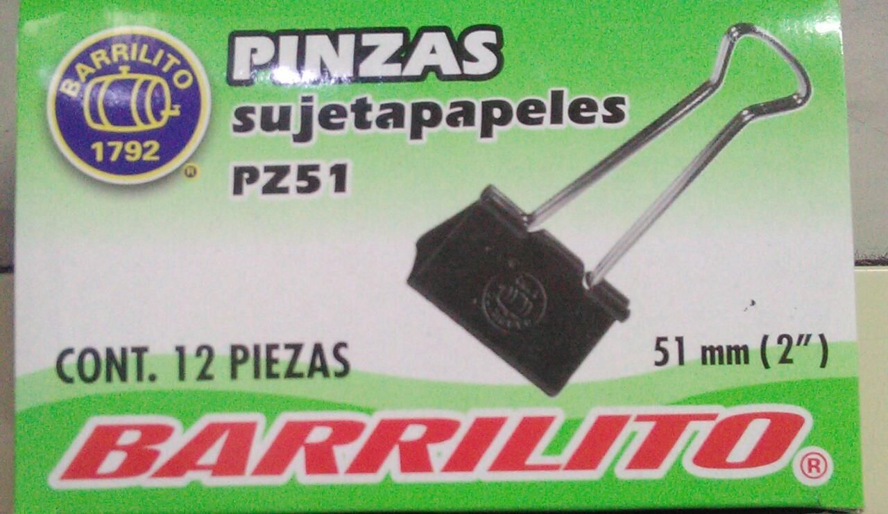 PINZAS SUJETA PAPELES BARRILITO 51 MM